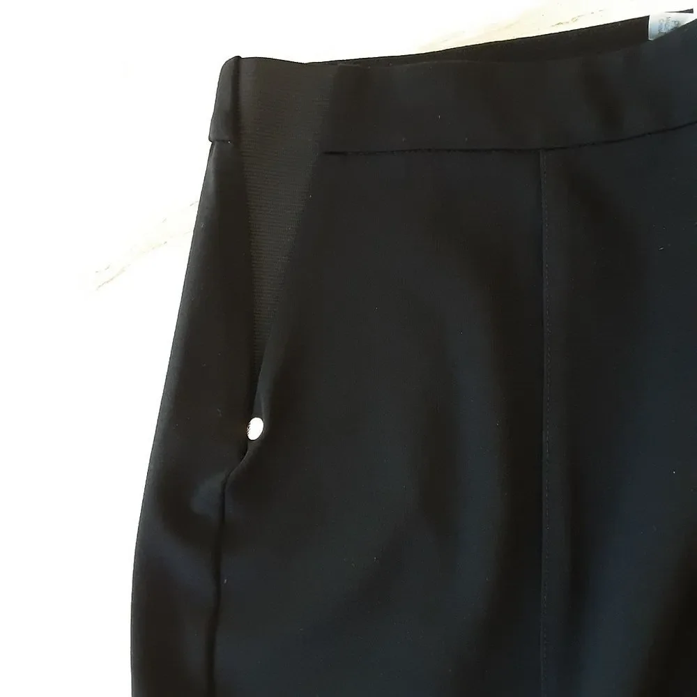 ANNE KLEIN Black Pull-On Gold Button Pencil Skirt Sz PXL